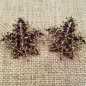 Vintage Purple Stone Clip-on Earrings
